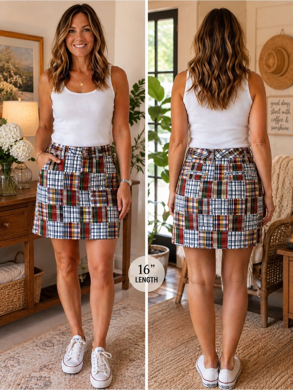 Cape Madras Women’s Size 8 Patchwork Plaid 100% Cotton Mini Skirt Preppy Coastal